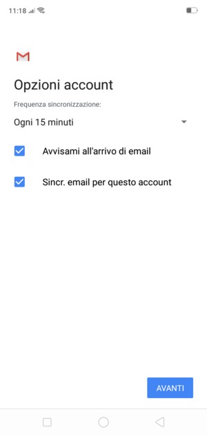 Seleziona AVANTI