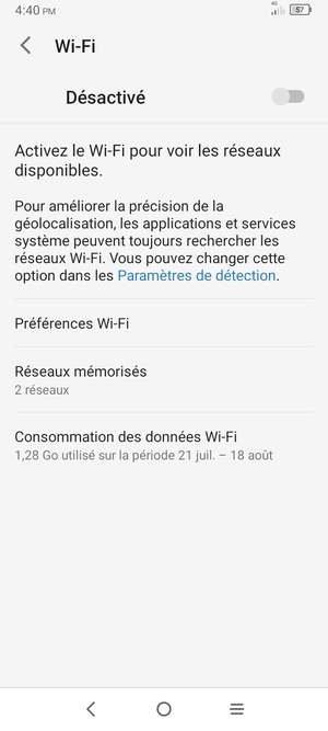 Activer le Wi-Fi