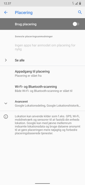 Slå Brug placering fra