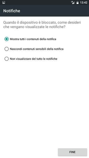 Seleziona la tua opzione preferita e poi FINE