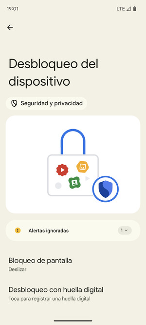 Seleccione Bloqueo de pantalla