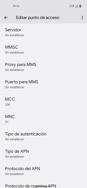 Desplácese hacia abajo e introduzca la información MMS
