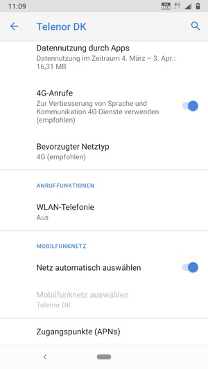 Wählen Sie Bevorzugter Netztype