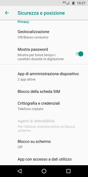 Scorri e seleziona Blocco della scheda SIM