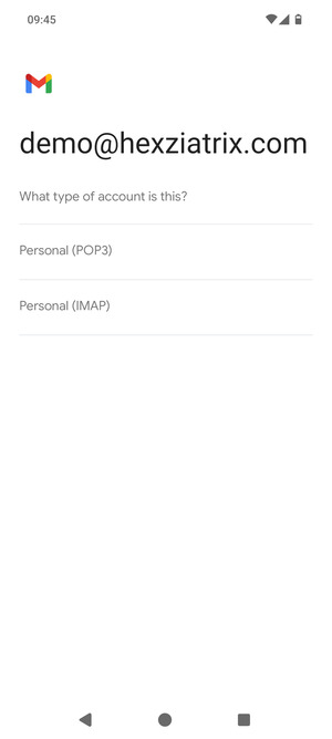 Select Personal (POP3) or Personal (IMAP)
