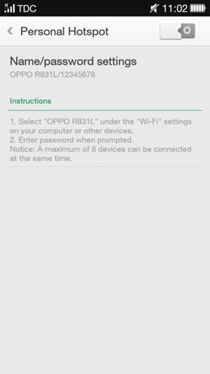 Select Name/password settings