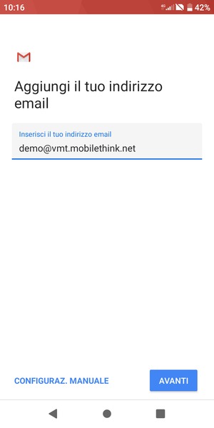 Inserisci il tuo indirizzo email e seleziona AVANTI