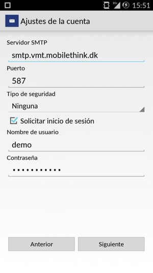 Introduzca la dirección de servidor saliente