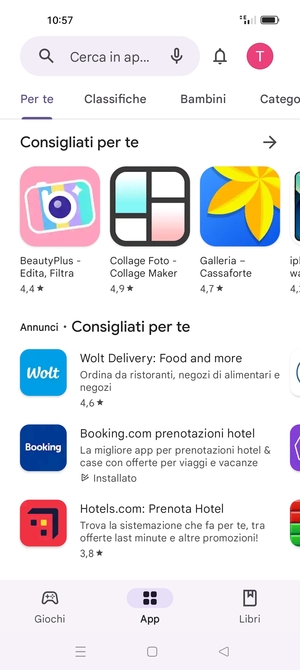 Seleziona la barra di ricerca