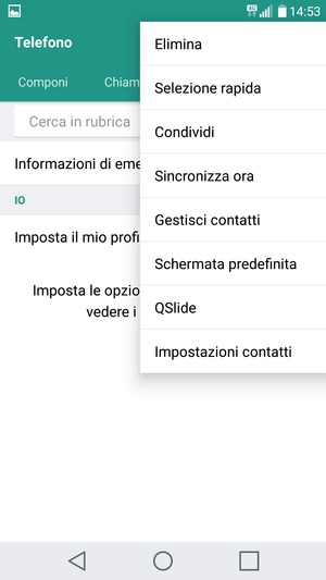 Seleziona Gestisci contatti