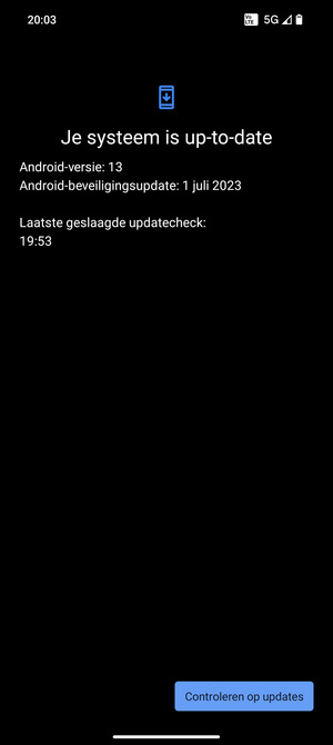 Als uw telefoon up-to-date is, zult u het volgende scherm zien