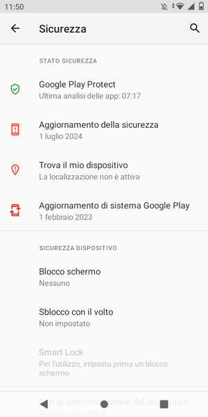 Per attivare il blocco dello schermo, vai al menu Sicurezza e seleziona Blocco schermo