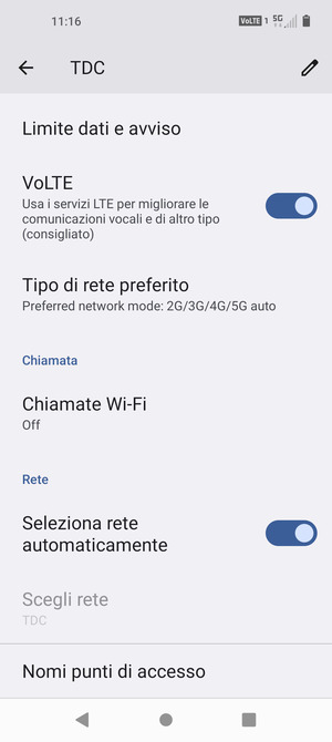 Per modificare la rete, in presenza di problemi, disattiva Seleziona rete automaticamente