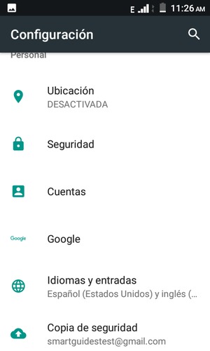Desplácese y seleccione Seguridad