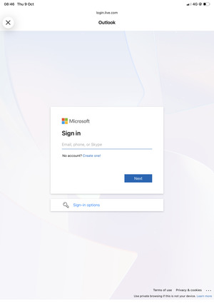 Enter your Email address and select Next