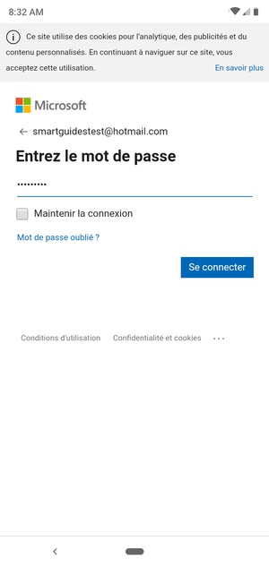 Saisissez votre mot de passe et sélectionnez Se connecter