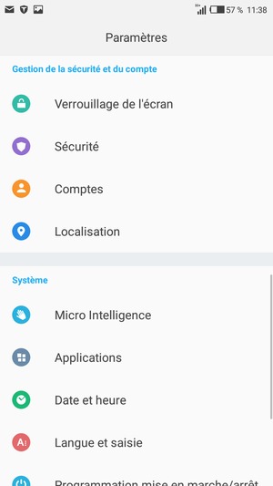 Faites défiler et sélectionnez Verrouillage de l'écran
