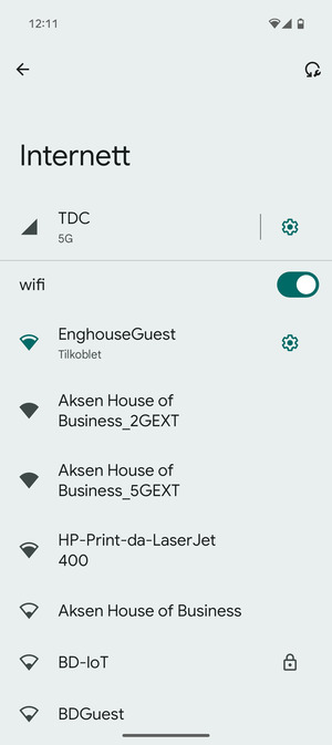 Du er nå koblet til Wi-Fi-nettverket