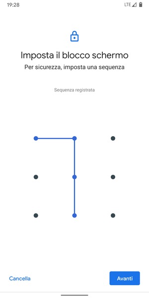Disegna una sequenza di sblocco e seleziona Avanti