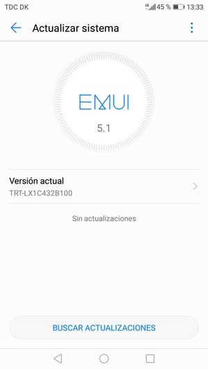 Si su teléfono está actualizado, verá la siguiente pantalla