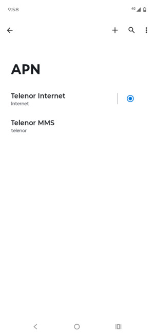 Seleccione el punto de acceso a Internet