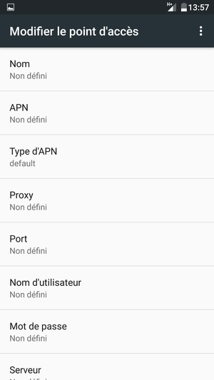 Saisissez les informations Internet