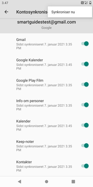 Vælg Synkroniser nu