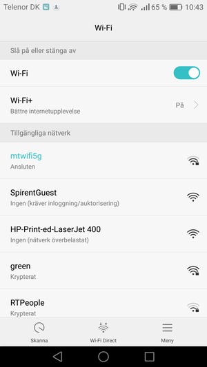 Du är nu ansluten till Wi-Fi nätverket