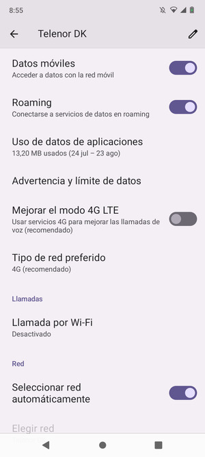 Activar o desactivar Roaming