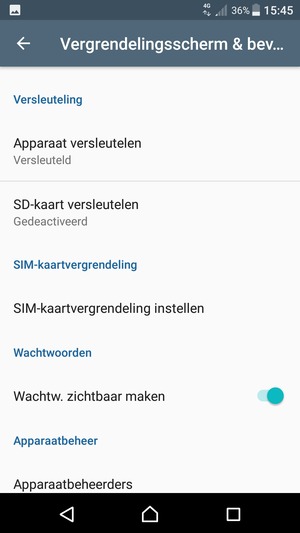 Om de pin voor de simkaart te wijzigen, keert u terug naar het menu Vergrendelingsscherm & beveiliging en scrollt u naar en selecteert SIM-kaartvergrendeling instellen