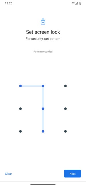 Draw an unlock pattern and select Next