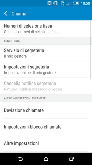 Seleziona Impostazioni segreteria