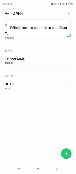 Sélectionnez Réinitialiser les paramètres par défaut
