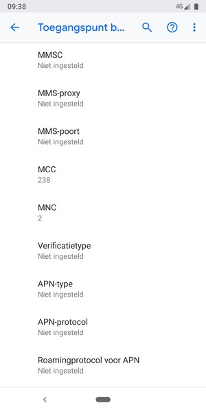 Scroll naar beneden en voer internetgegevens in
