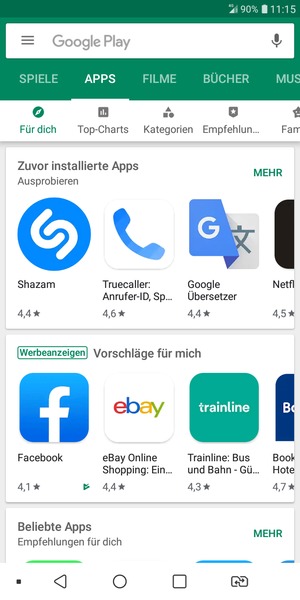 Wählen Sie die Suchleiste