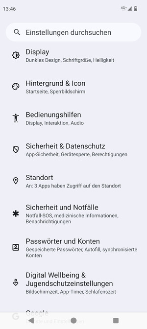 Scrollen Sie und wählen Sie Standort