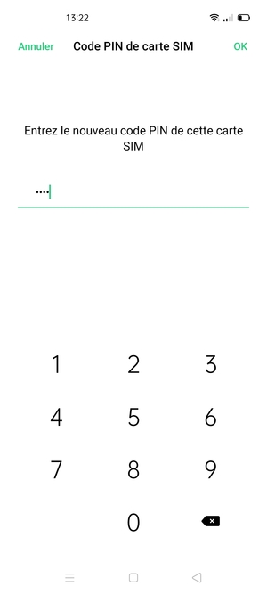 Saisissez votre Nouveau code PIN de cette carte SIM et sélectionnez OK
