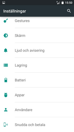 Scrolla till och välj Batteri