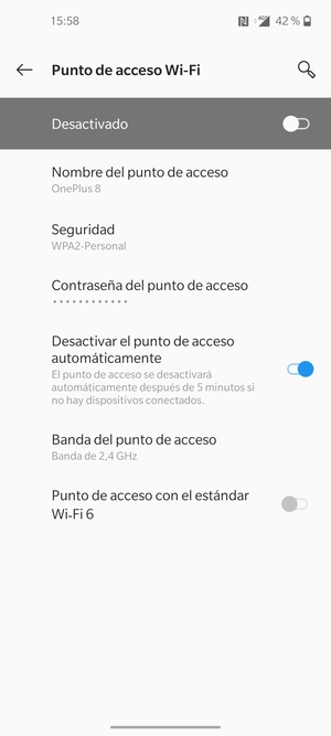 Seleccione Contraseña del punto de acceso