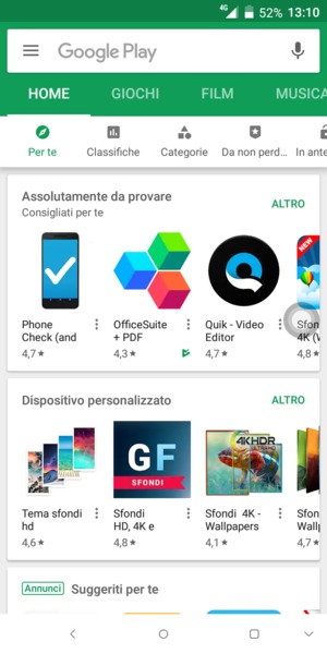 Seleziona la barra di ricerca