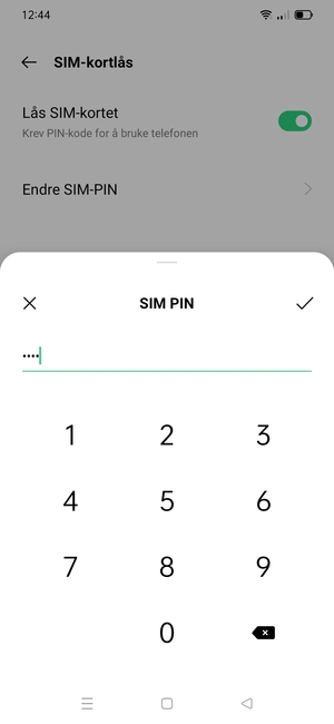 Bekreft din nye PIN-kode for SIM-kort og velg OK