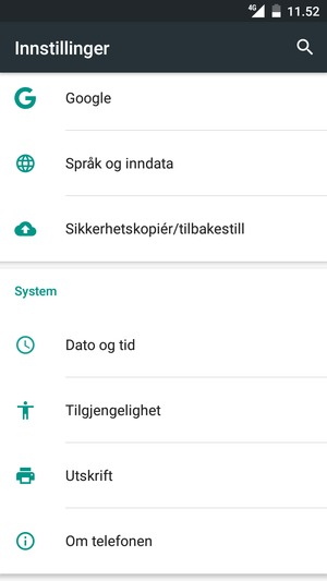 Bla til og velg Om telefonen