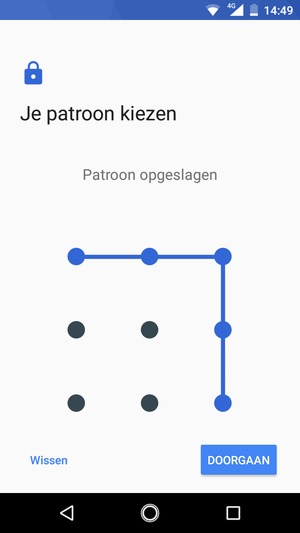 Teken een ontgrendelingspatroon en selecteer DOORGAAN