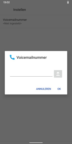 Voer het Voicemailnummer in en selecteer OK