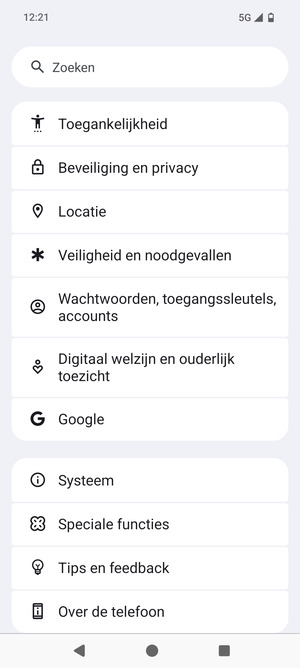 Scroll naar en selecteer Systeem
