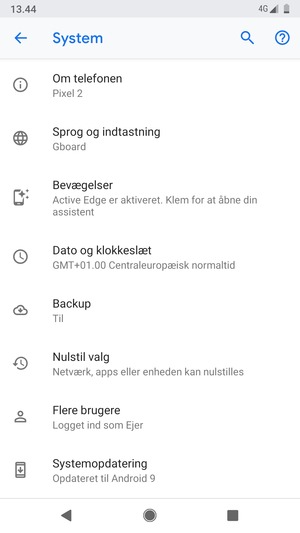 Vælg Systemopdatering