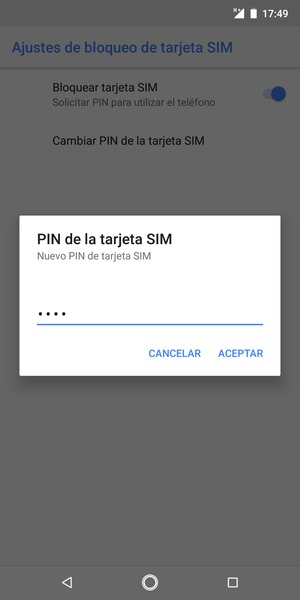 Introduzca su Nuevo PIN de tarjeta SIM y seleccione ACEPTAR