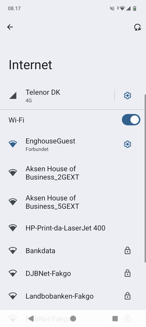 Du er nu tilsluttet Wi-Fi netværket