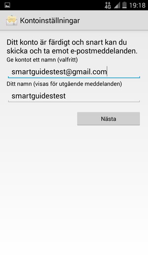 Ge ditt konto ett namn och ange ditt namn. Välj Nästa