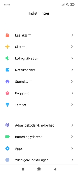 Scroll til og vælg Adgangskoder & sikkerhed